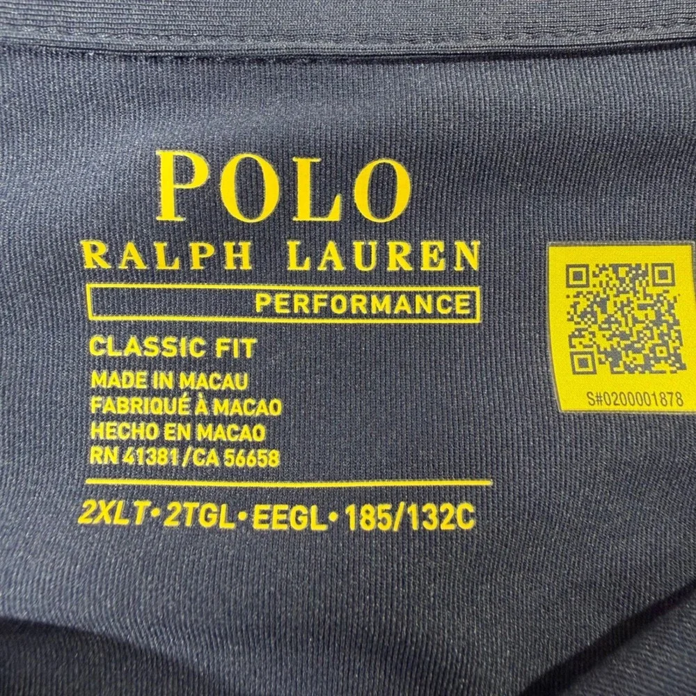 Polo Ralph Lauren Polo Shirt Mens 2XLT Navy Blue Performance Classic Fit New